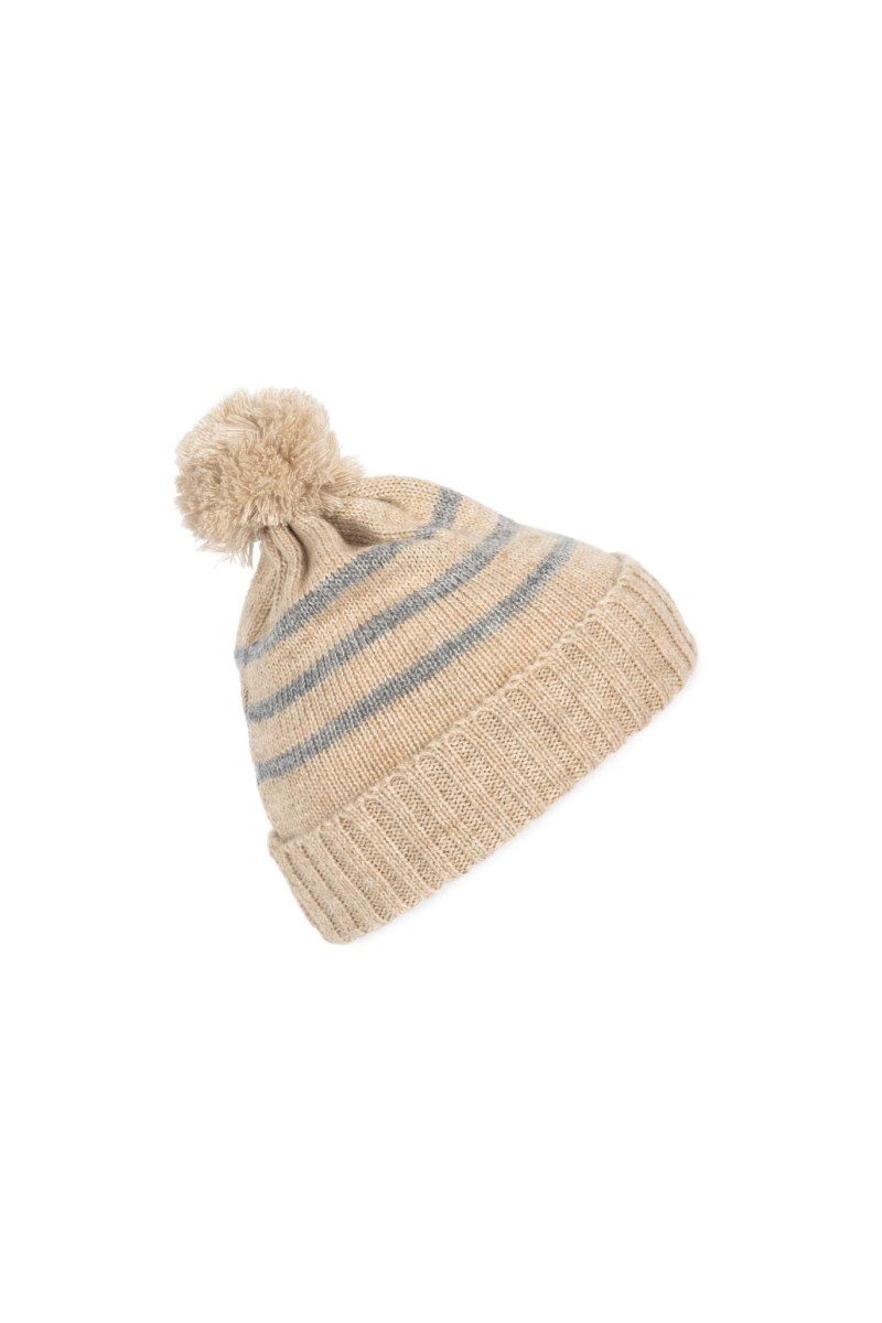 KNITTED STRIPED BEANIE IN RECYCLED YARN
