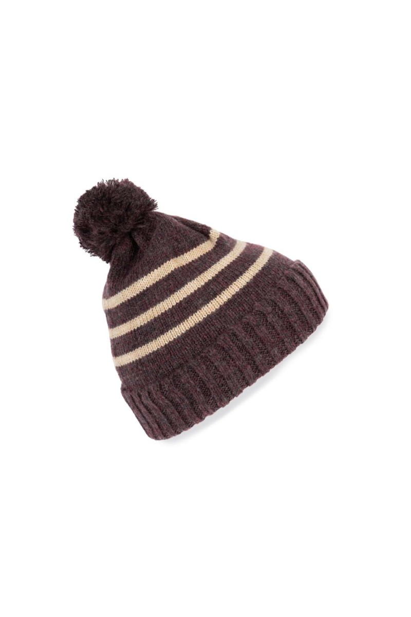 KNITTED STRIPED BEANIE IN RECYCLED YARN