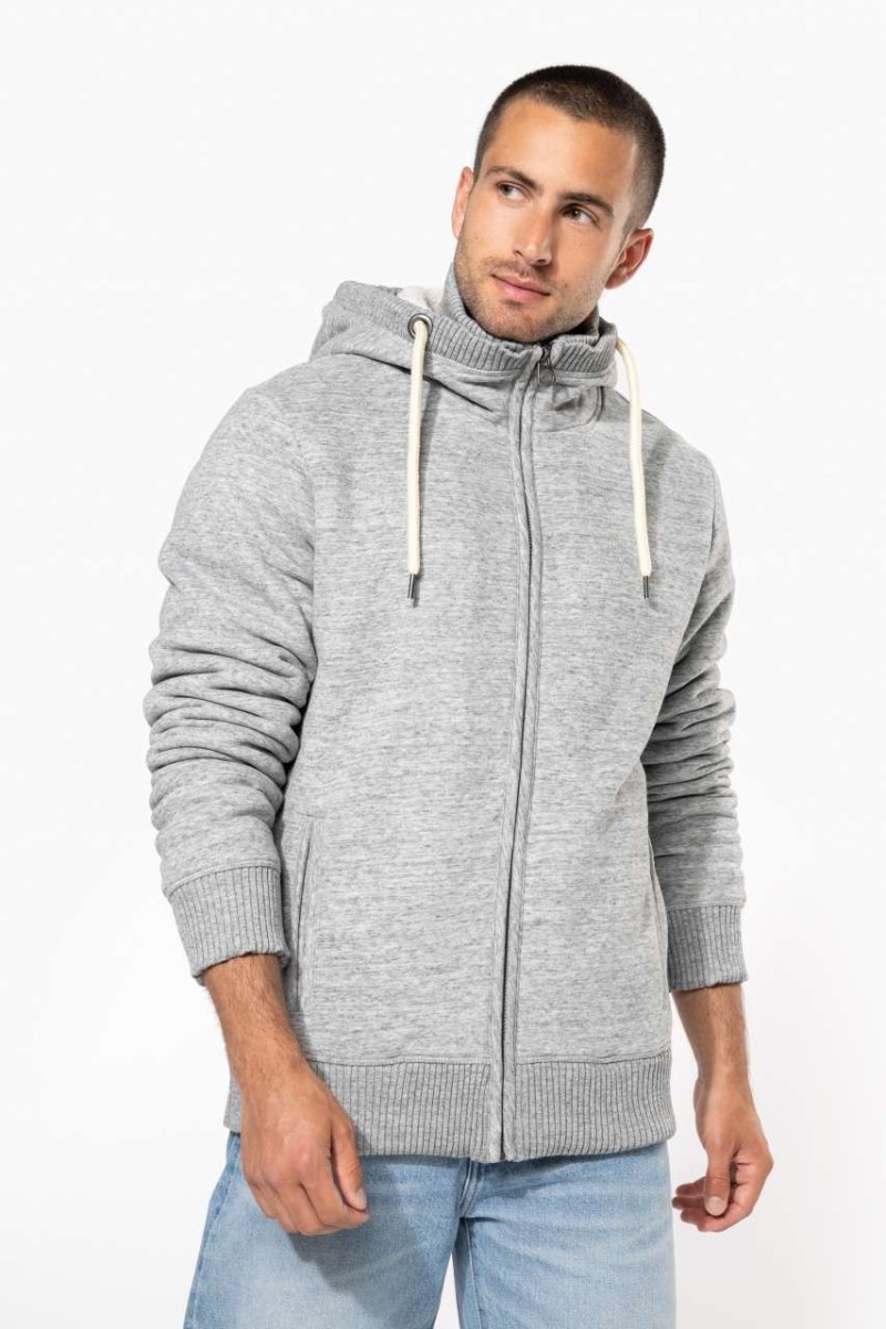 JACHETĂ FLEECE VINTAGE CĂPTUȘITĂ CU SHERPA