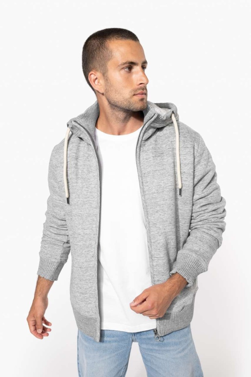 JACHETĂ FLEECE VINTAGE CĂPTUȘITĂ CU SHERPA