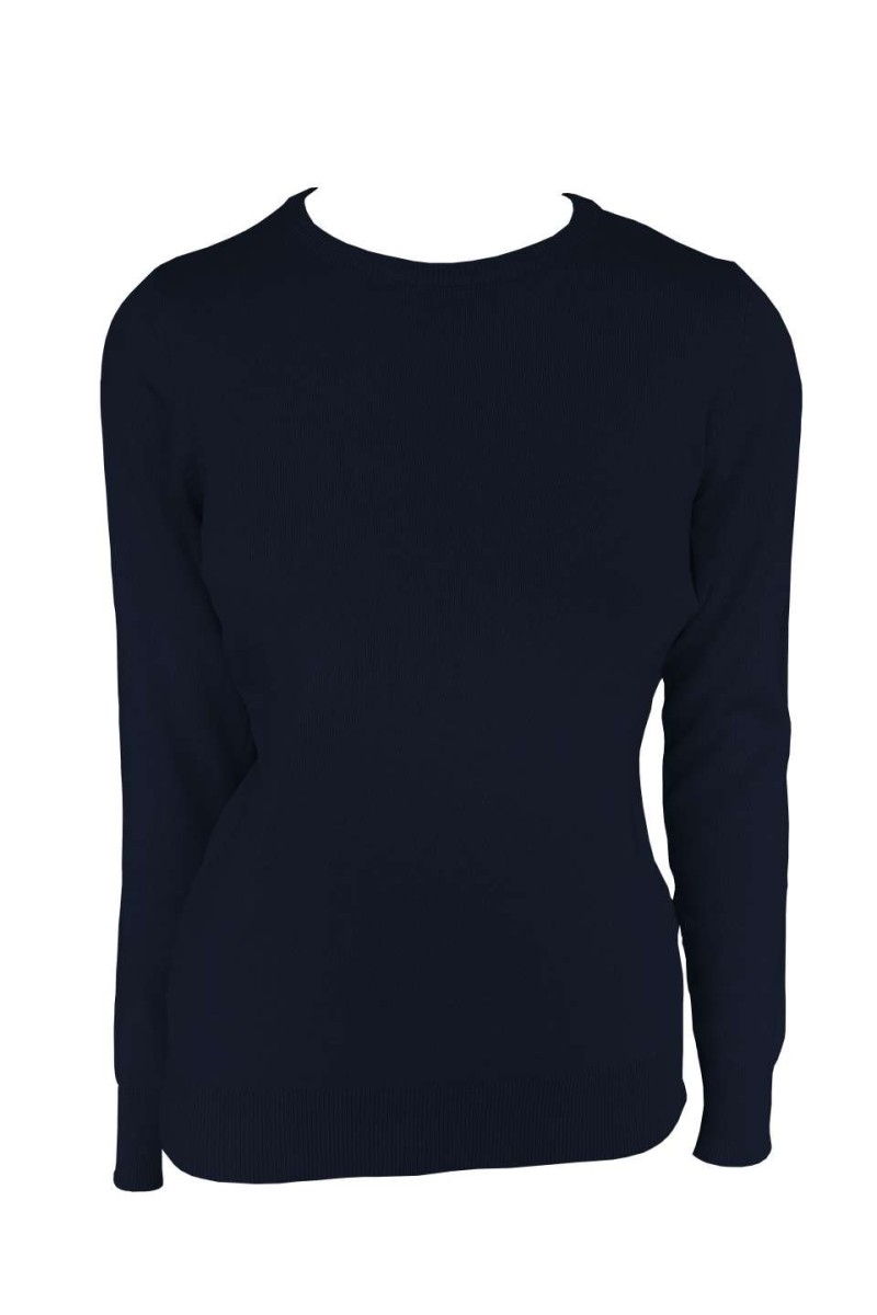 WOMEN’S CREW NECK FINE GAUGE COTTON PULLOVER