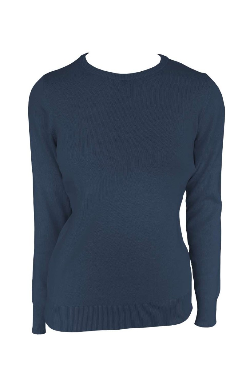 WOMEN’S CREW NECK FINE GAUGE COTTON PULLOVER