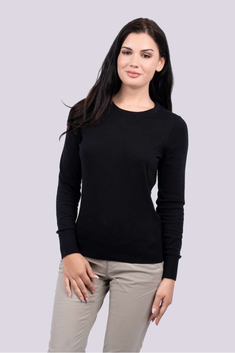 WOMEN’S CREW NECK FINE GAUGE COTTON PULLOVER