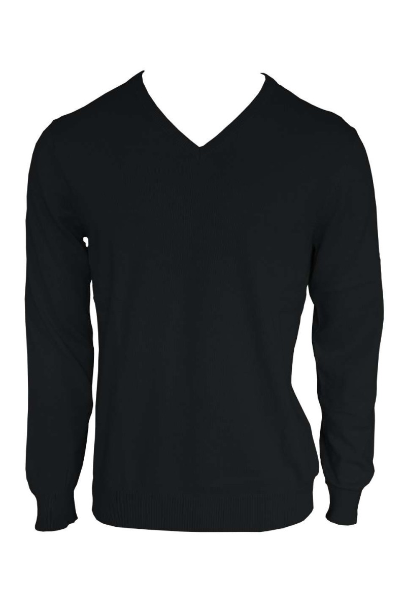 MEN’S V-NECK FINE GAUGE COTTON PULLOVER