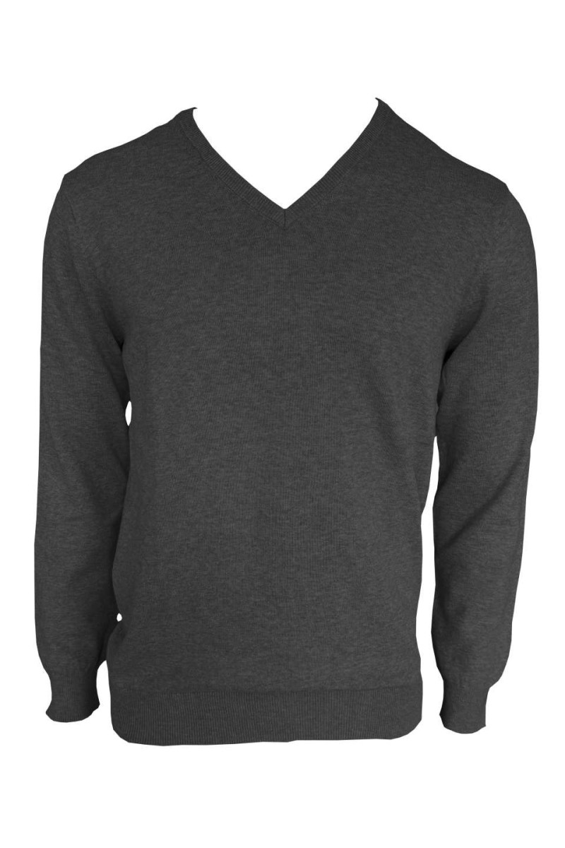 MEN’S V-NECK FINE GAUGE COTTON PULLOVER