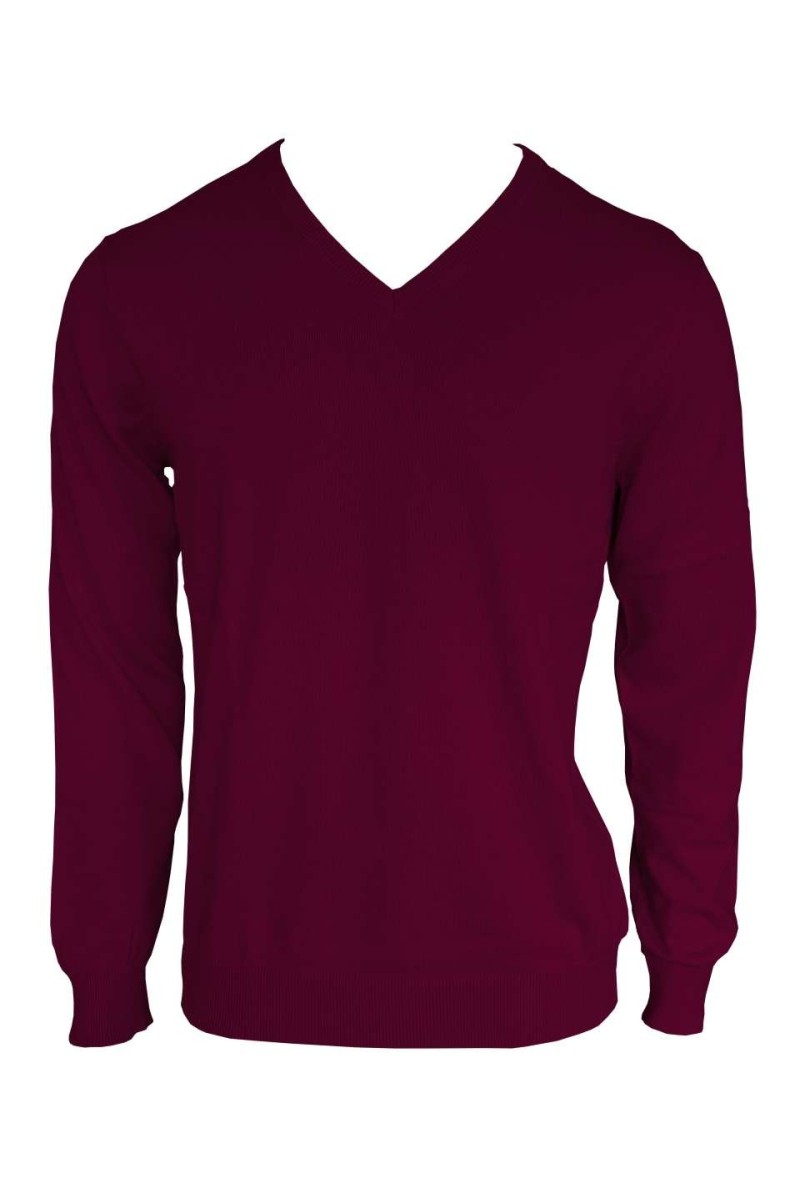 MEN’S V-NECK FINE GAUGE COTTON PULLOVER
