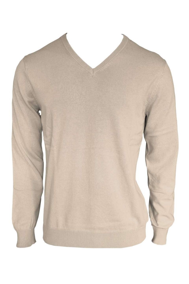 MEN’S V-NECK FINE GAUGE COTTON PULLOVER