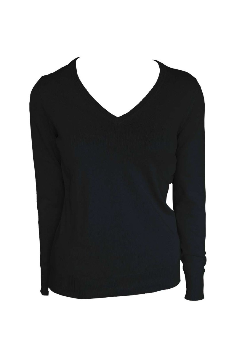 WOMEN’S V-NECK FINE GAUGE COTTON PULLOVER