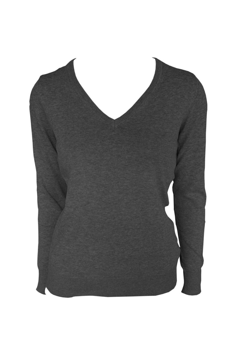 WOMEN’S V-NECK FINE GAUGE COTTON PULLOVER