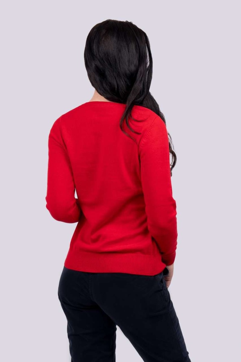 WOMEN’S V-NECK FINE GAUGE COTTON PULLOVER