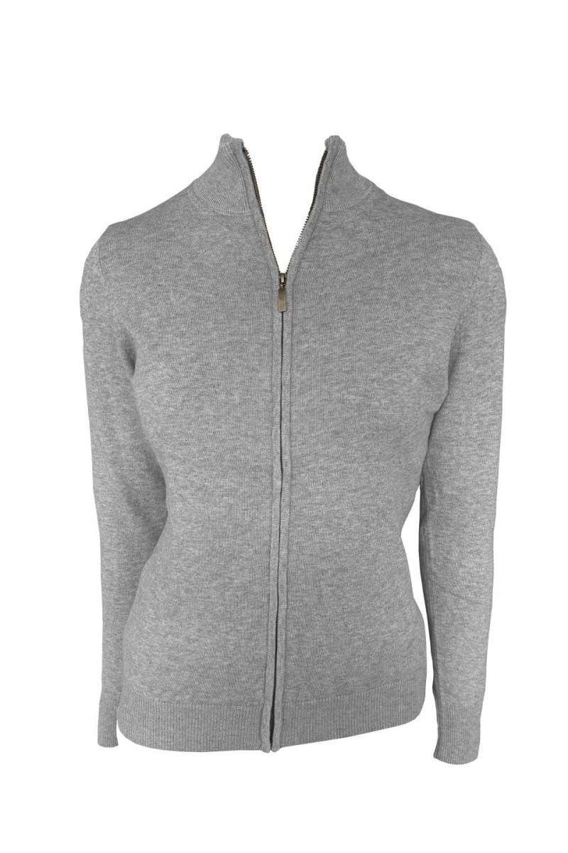 WOMEN’S FULL ZIP CARDIGAN FINE GAUGE COTTON