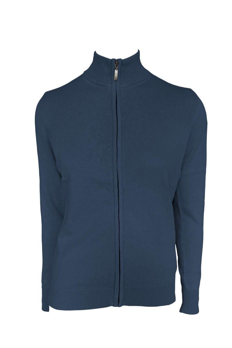 WOMEN’S FULL ZIP CARDIGAN FINE GAUGE COTTON