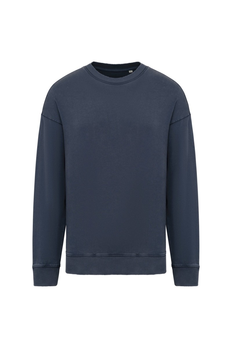 UNISEX WASHED EFFECT OVERSIZE ROUND NECK SWEATSHIRT