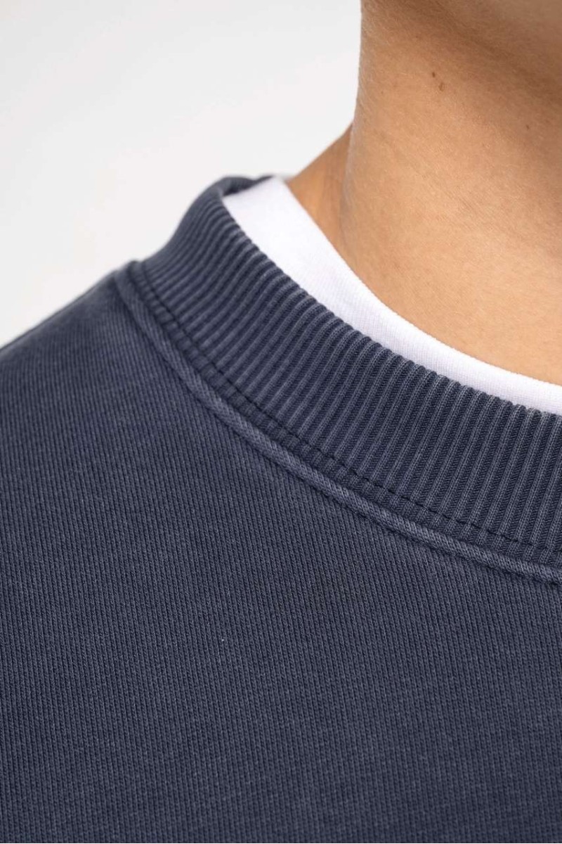 HANORAC UNISEX CU EFECT DE SPĂLARE, OVERSIZE, CU GÂT ROTUND