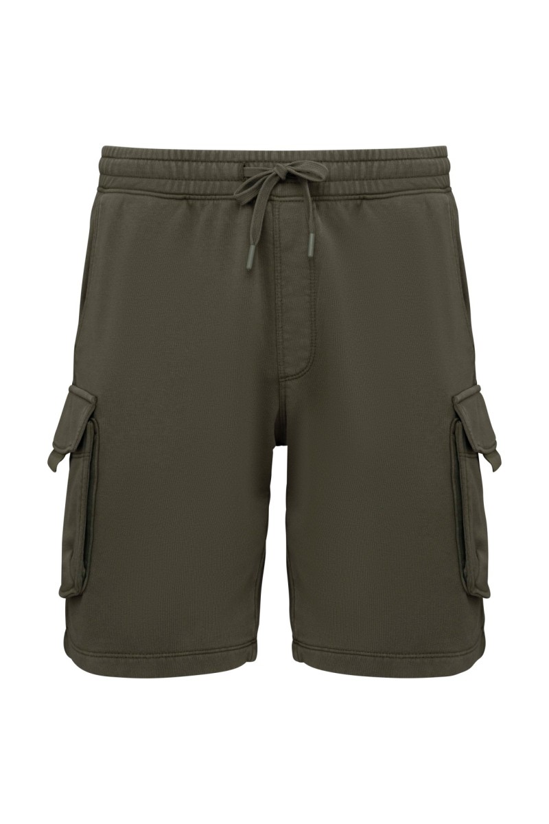 PANTALONI SCURȚI CARGO BĂRBĂTEȘTI FRENCH TERRY CU EFECT DE SPĂLARE