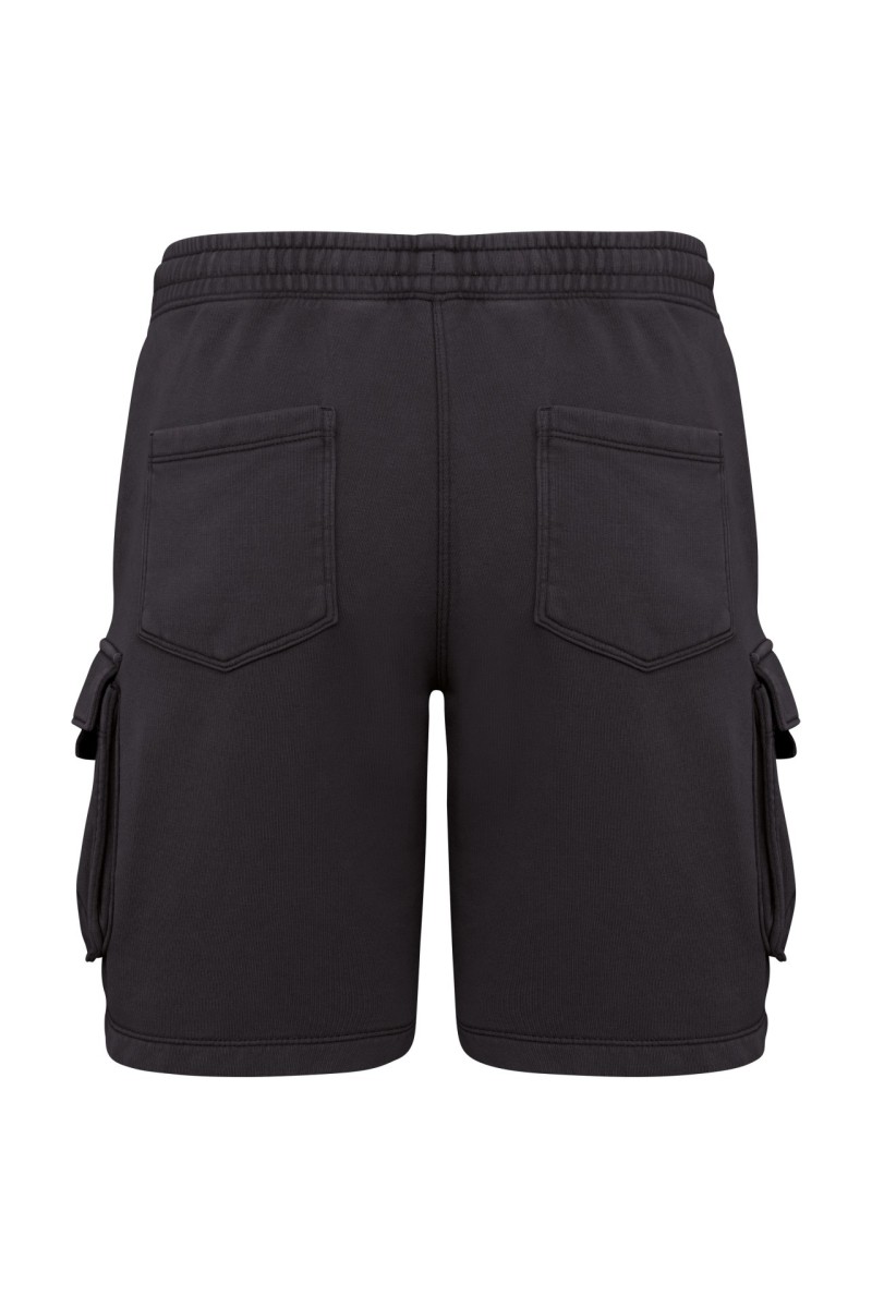 PANTALONI SCURȚI CARGO BĂRBĂTEȘTI FRENCH TERRY CU EFECT DE SPĂLARE