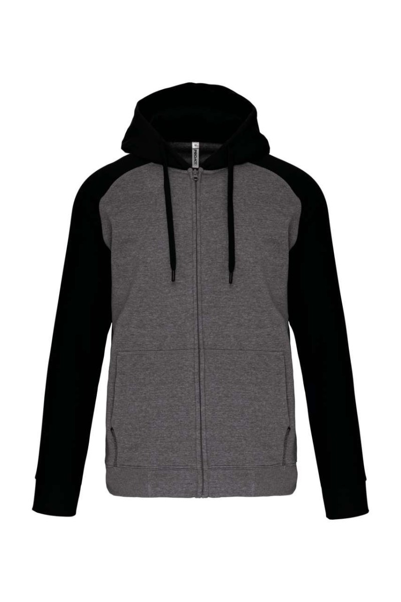 JACHETĂ FLEECE UNISEX CU GLUGĂ ȘI FERMOAR ÎN DOUĂ TONURI