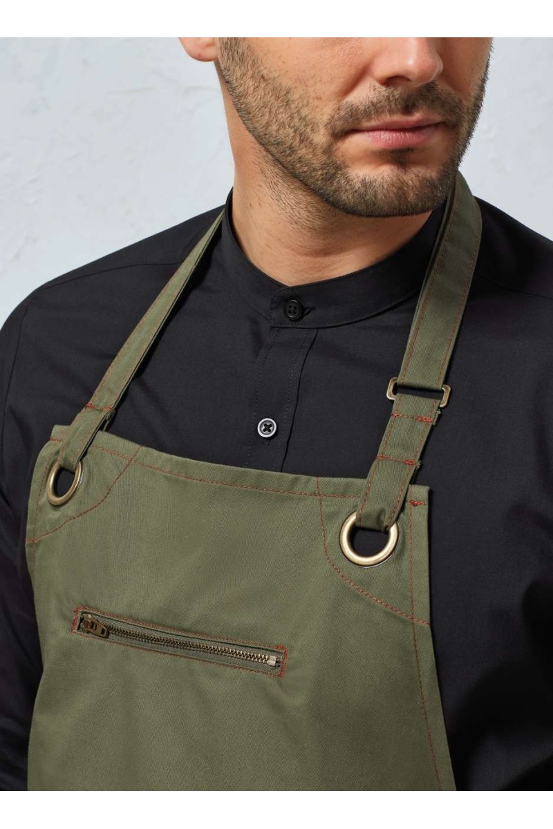 ‘BARLEY’ CONTRAST STITCH SUSTAINABLE BIB APRON