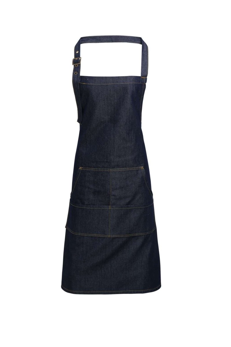 JEANS STITCH DENIM BIB APRON