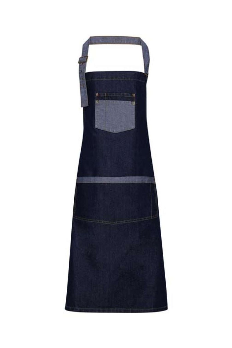 'DOMAIN' CONTRAST DENIM BIB APRON