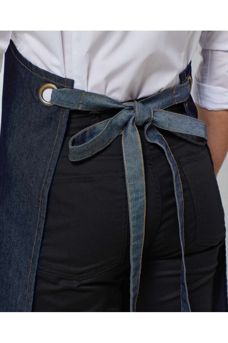 'DOMAIN' CONTRAST DENIM BIB APRON