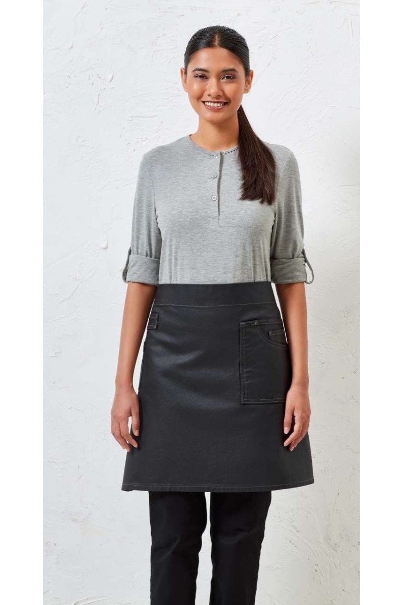 'DIVISION' WAXED LOOK DENIM WAIST APRON