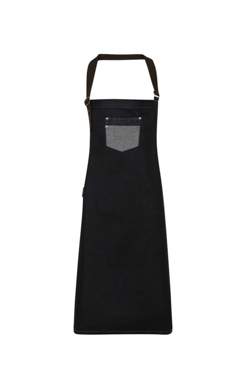 ȘORȚ CU BAVETĂ DIN DENIM CU ASPECT CERAT "DIVISION" CU PIELE ARTIFICIALĂ