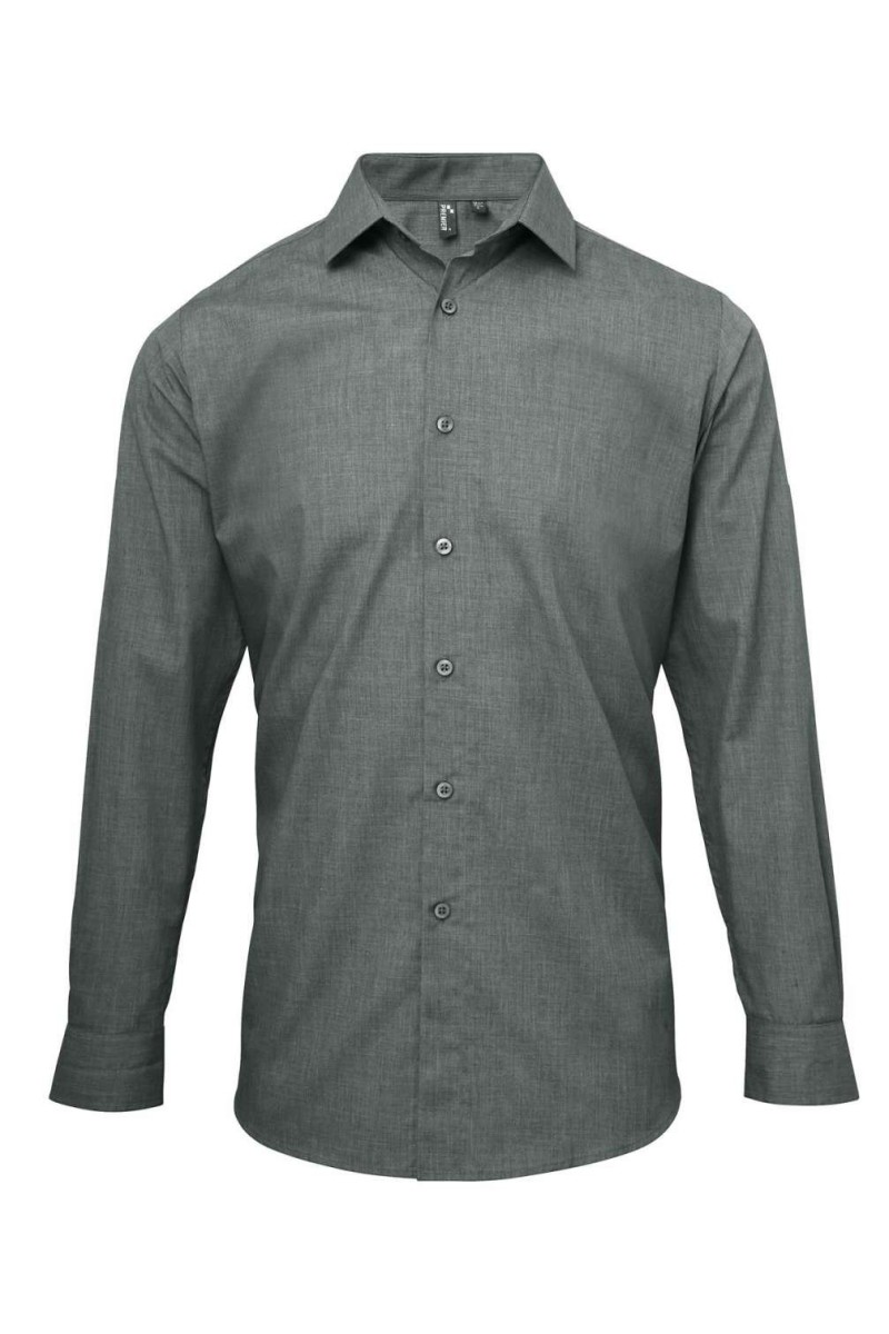 MEN'S CROSS-DYE ROLL SLEEVE POPLIN BAR SHIRT