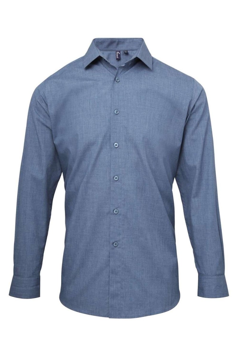 MEN'S CROSS-DYE ROLL SLEEVE POPLIN BAR SHIRT