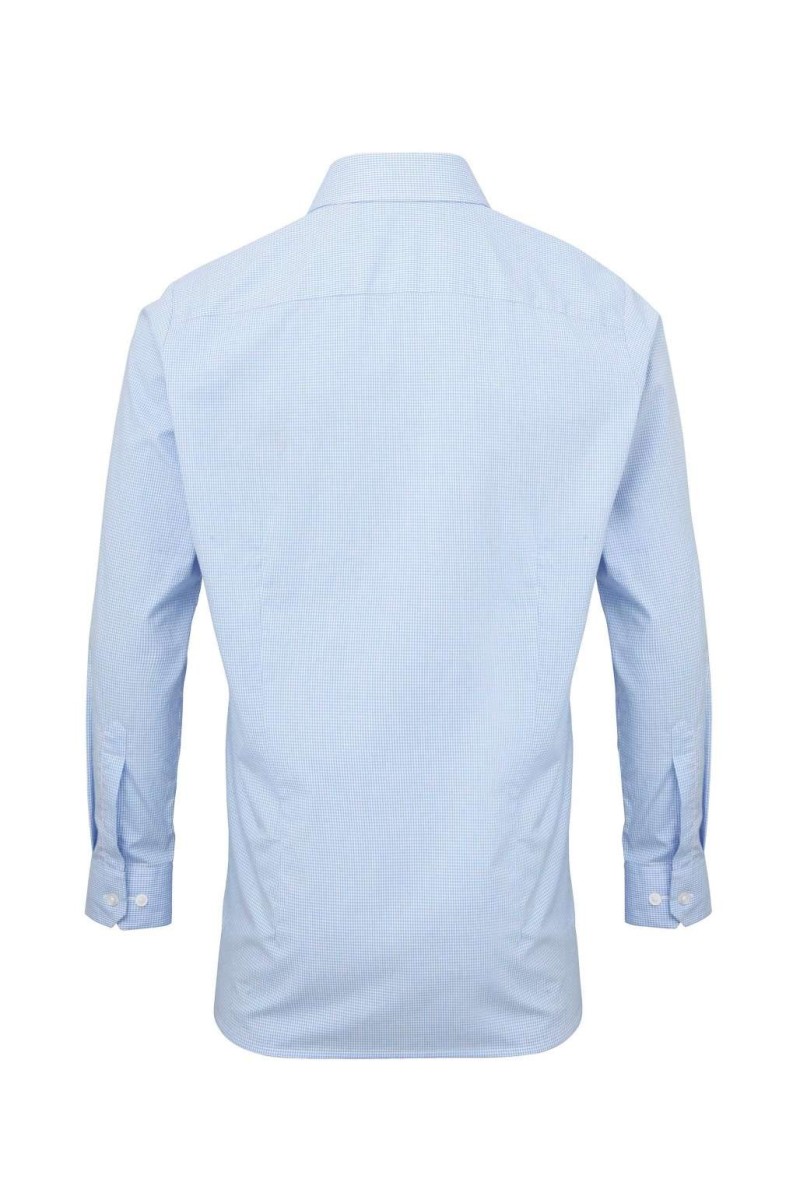 MEN'S LONG SLEEVE GINGHAM COTTON MICROCHECK SHIRT