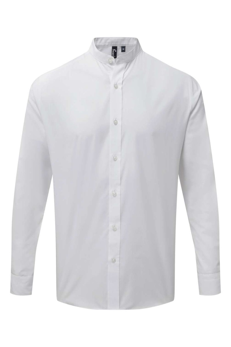 BANDED COLLAR 'GRANDAD' LONG SLEEVE SHIRT