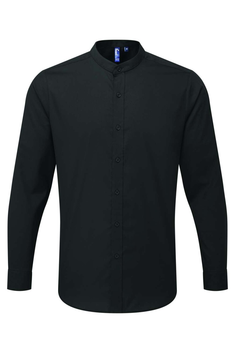 BANDED COLLAR 'GRANDAD' LONG SLEEVE SHIRT