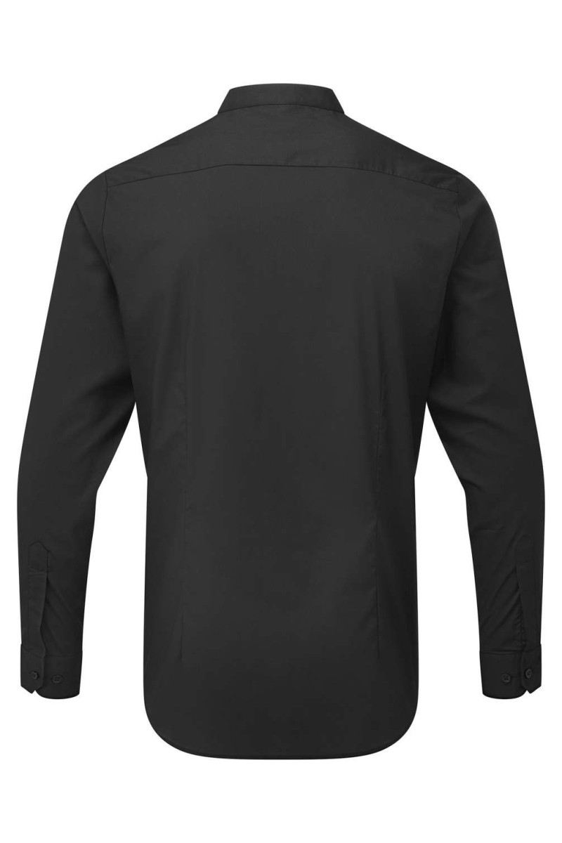 BANDED COLLAR 'GRANDAD' LONG SLEEVE SHIRT