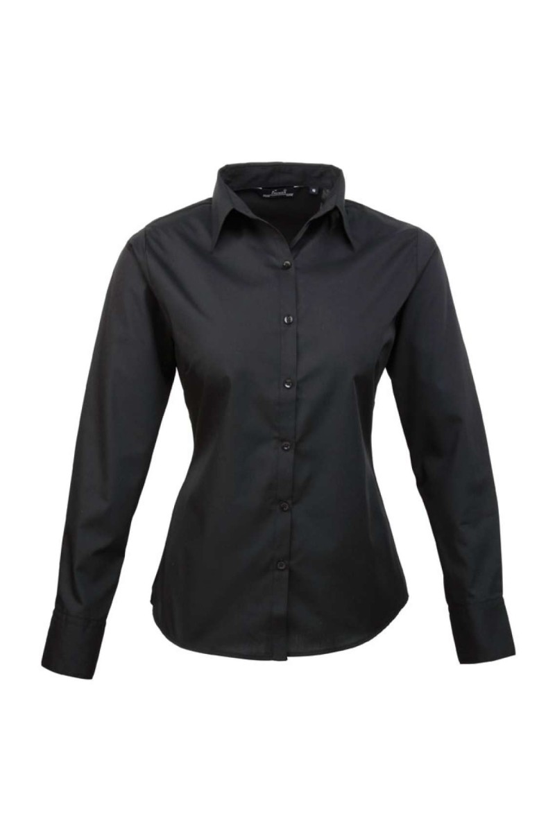 WOMEN'S LONG SLEEVE POPLIN BLOUSE