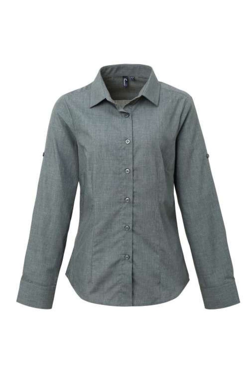 CĂMAȘĂ DE BAR DIN POPLIN CU MÂNECI RULATE CROSS-DYE PENTRU FEMEI