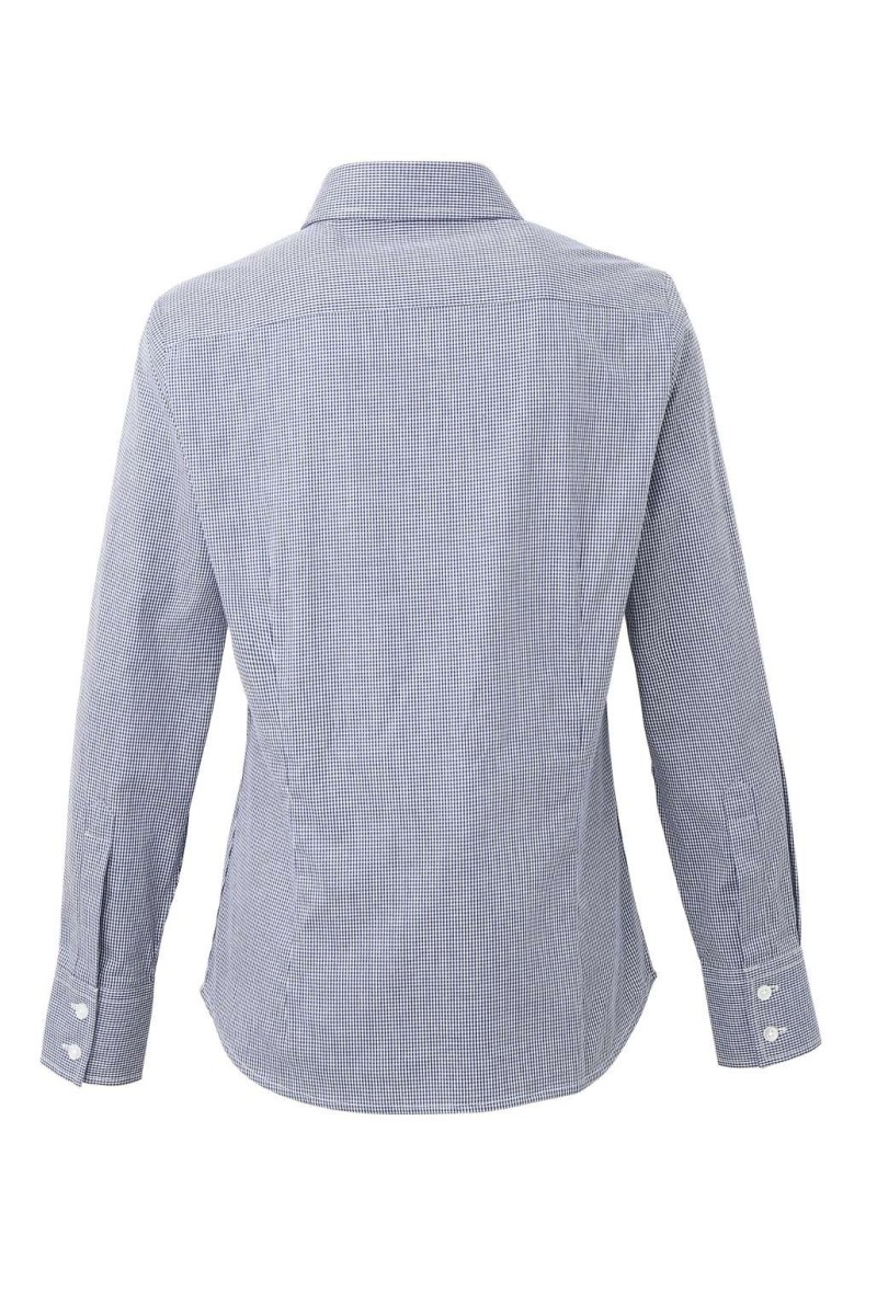WOMEN'S LONG SLEEVE GINGHAM MICROCHECK SHIRT