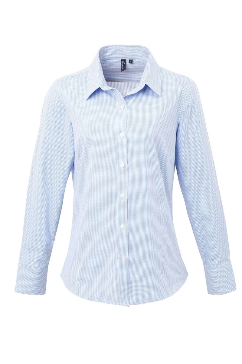 CĂMAȘĂ CU MÂNECĂ LUNGĂ PENTRU FEMEI, GINGHAM MICROCHECK