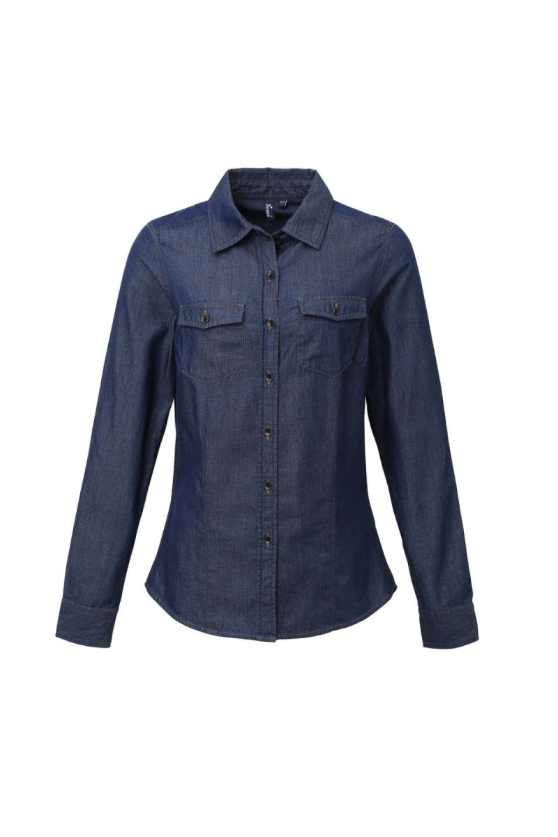 WOMEN'S JEANS STITCH DENIM SHIRT