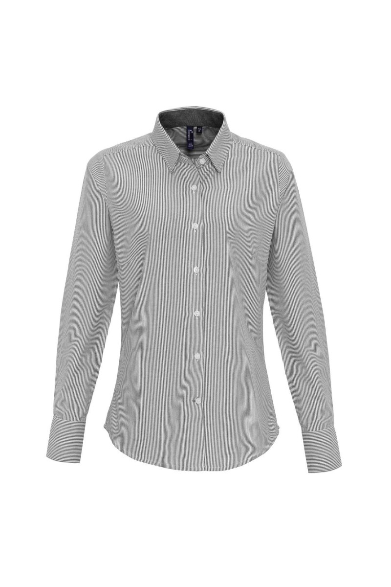 WOMEN'S COTTON RICH OXFORD STRIPES SHIRT