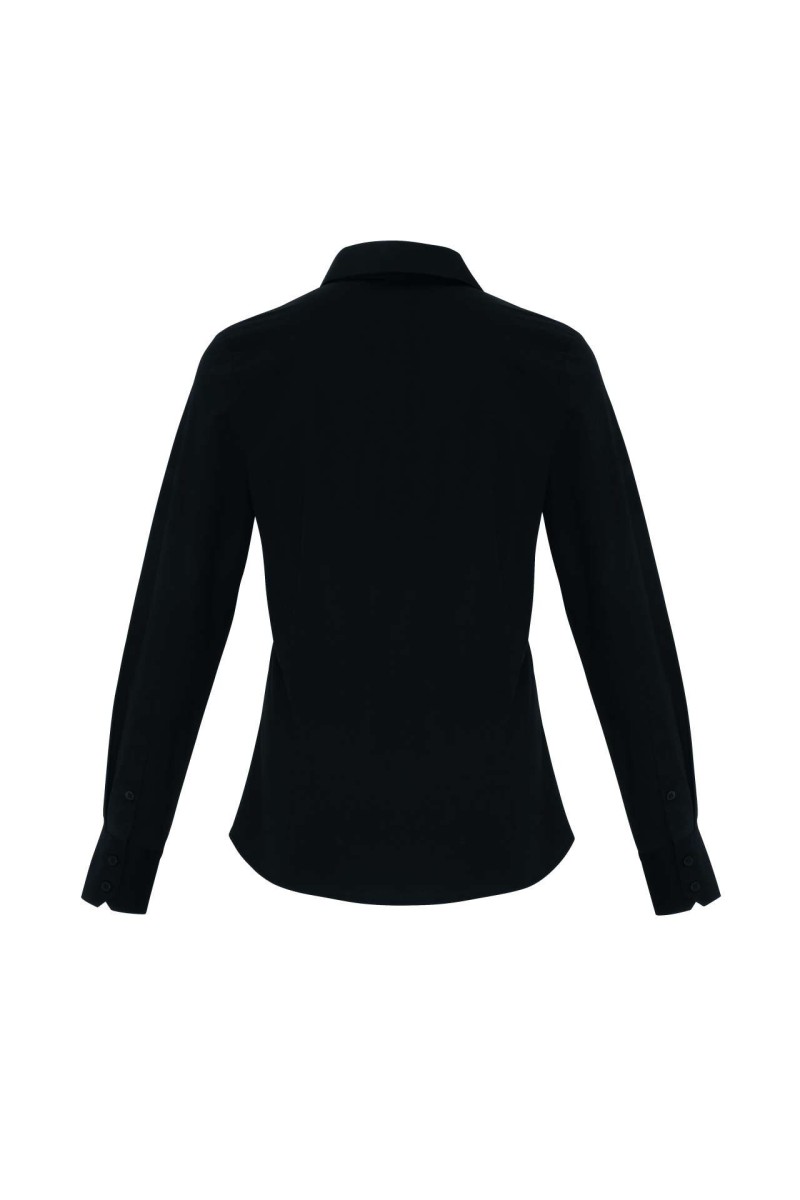 CĂMAȘĂ CU MÂNECĂ LUNGĂ DIN POPLIN DE BUMBAC ELASTIC PENTRU FEMEI