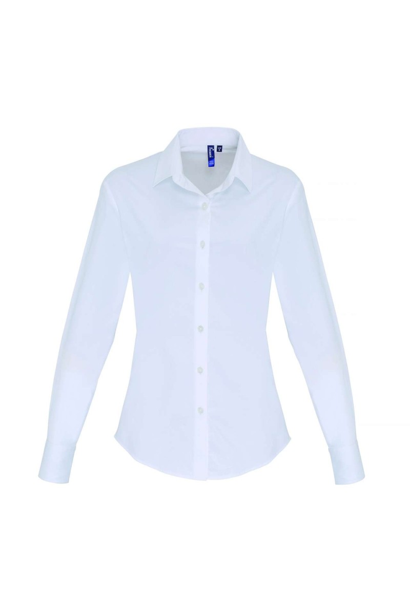 WOMEN'S STRETCH-FIT COTTON POPLIN LONG SLEEVE SHIRT