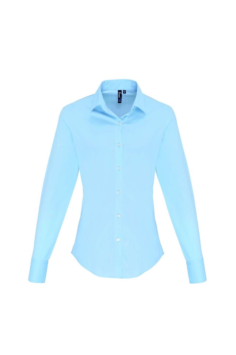 WOMEN'S STRETCH-FIT COTTON POPLIN LONG SLEEVE SHIRT
