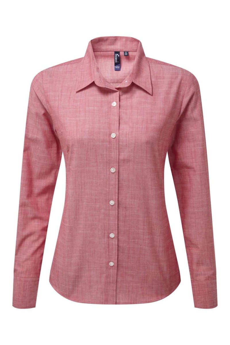 WOMEN'S COTTON SLUB CHAMBRAY LONG SLEEVE SHIRT