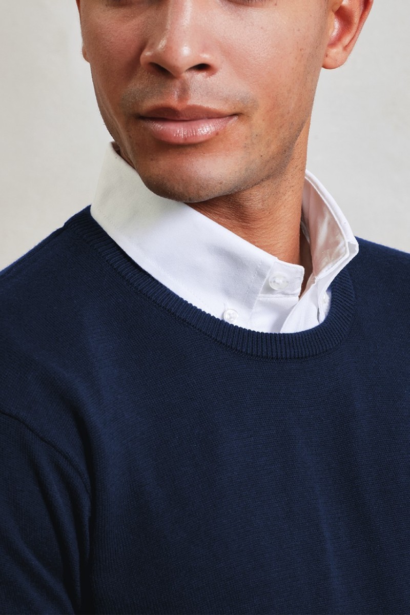 MEN'S CREW NECK COTTON RICH KNITTED SWEATER