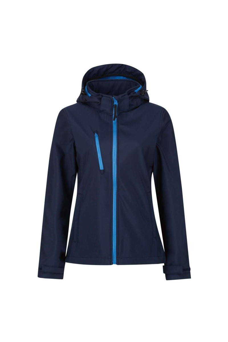 JACHETĂ SOFTSHELL CU GLUGĂ PENTRU FEMEI VENTURER 3 STRATURI