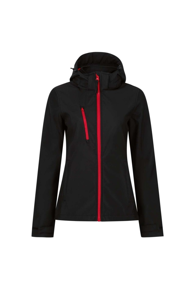 JACHETĂ SOFTSHELL CU GLUGĂ PENTRU FEMEI VENTURER 3 STRATURI