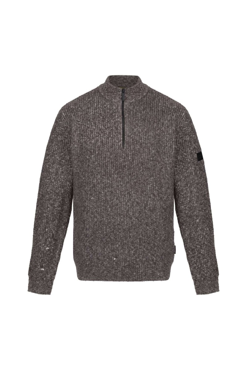 SOLOMON ZIP-NECK KNITTED PULLOVER