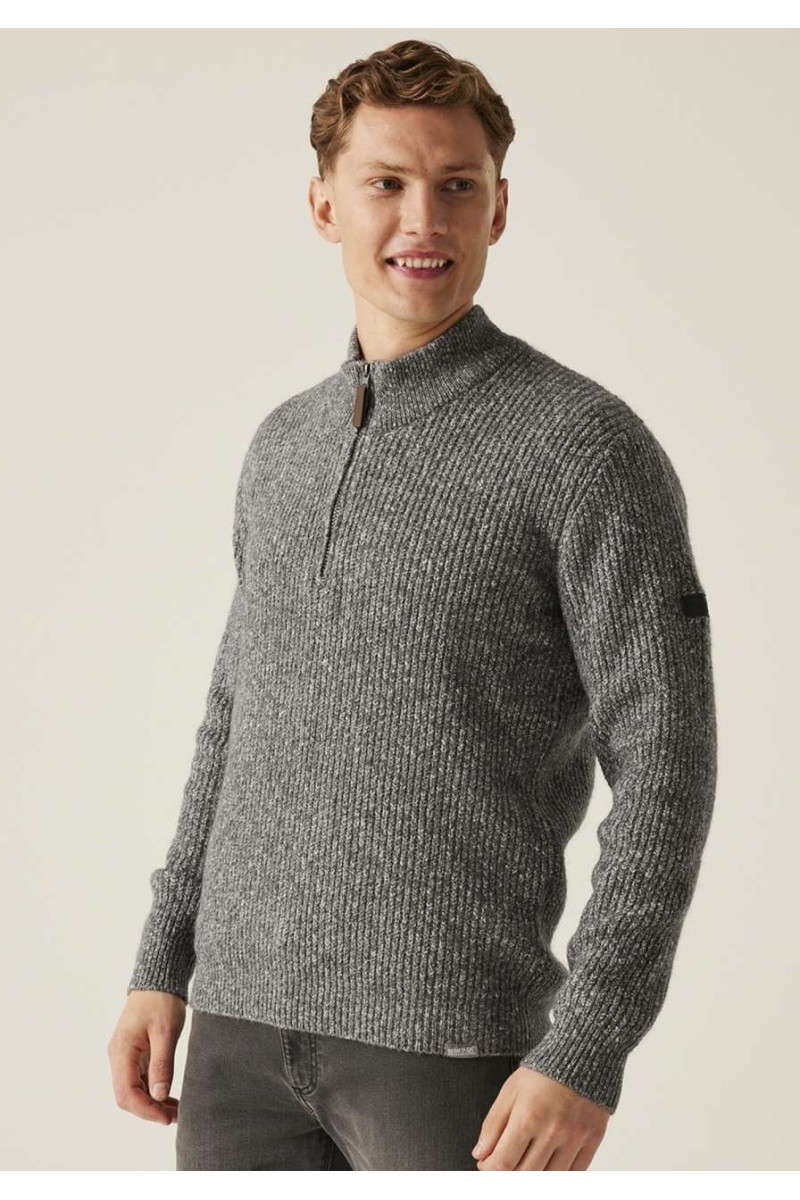 SOLOMON ZIP-NECK KNITTED PULLOVER