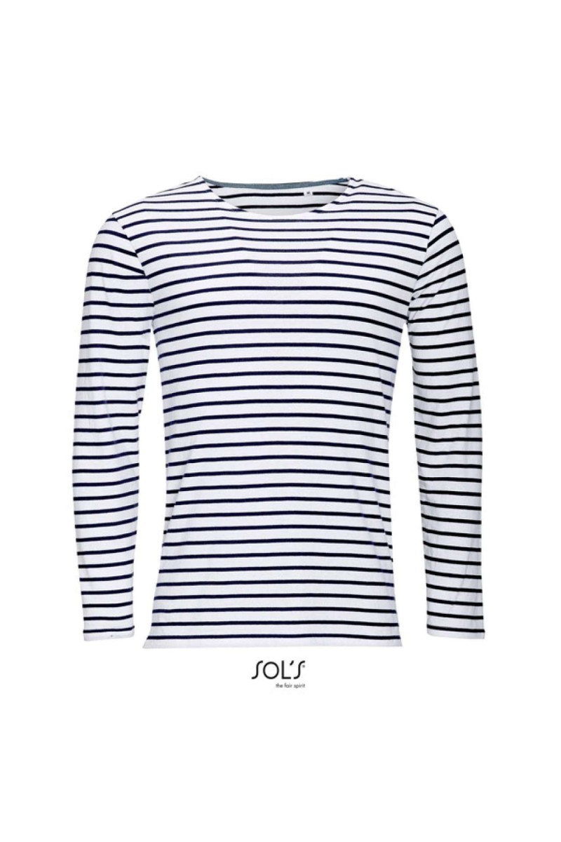 SOL'S MARINE MEN - LONG SLEEVE STRIPED T-SHIRT