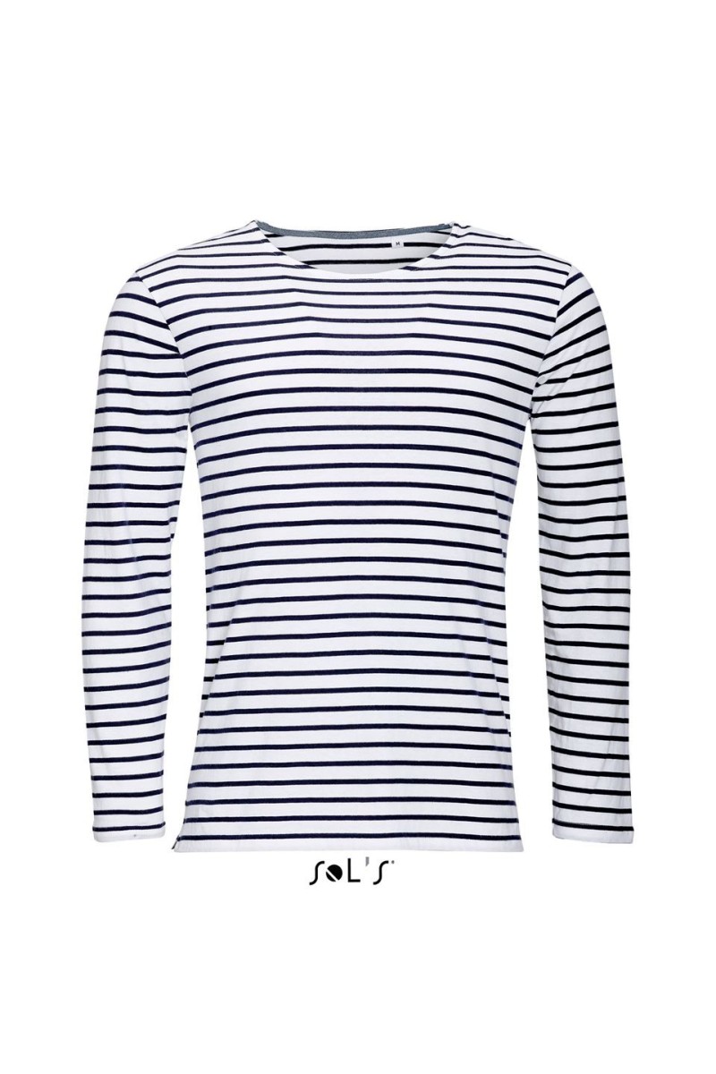 SOL'S MARINE MEN - LONG SLEEVE STRIPED T-SHIRT